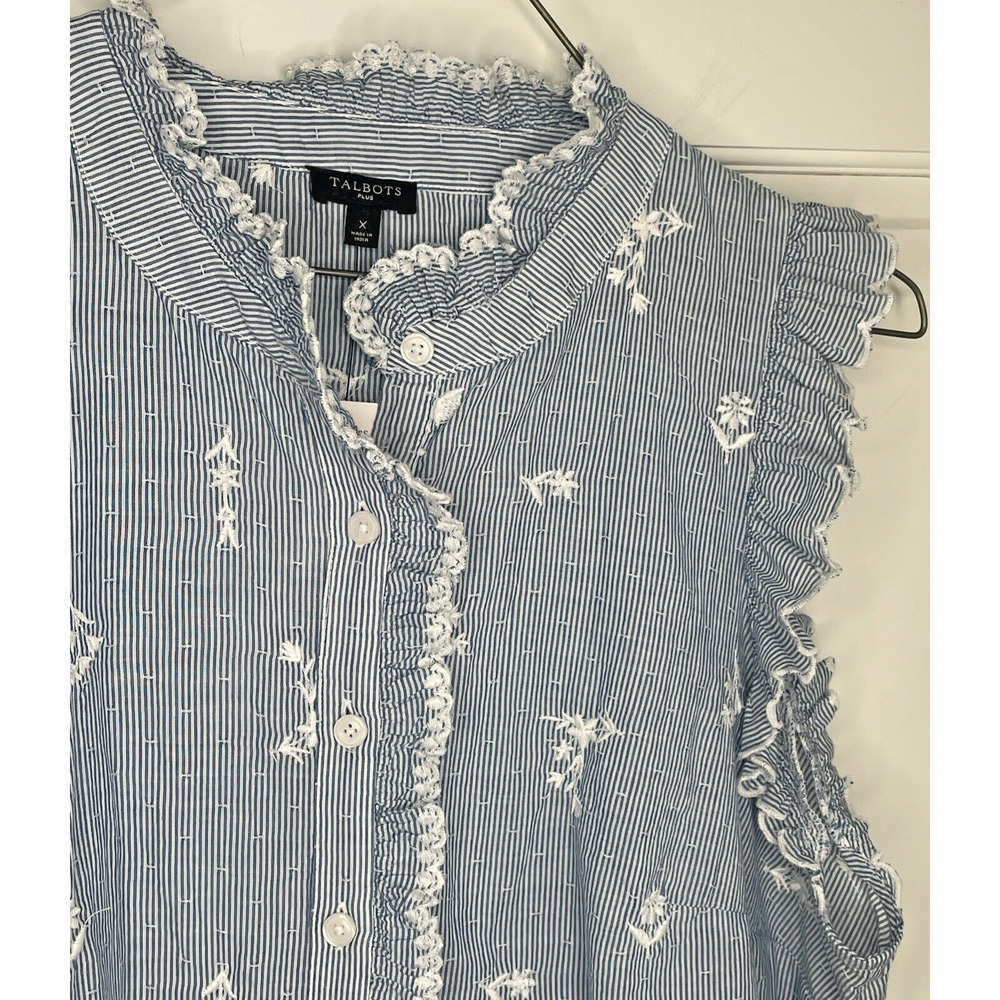NEW Talbots Women's Embroidered Sleeveless Cotton Blouse Size X Cottage Fairy - Picture 5 of 12